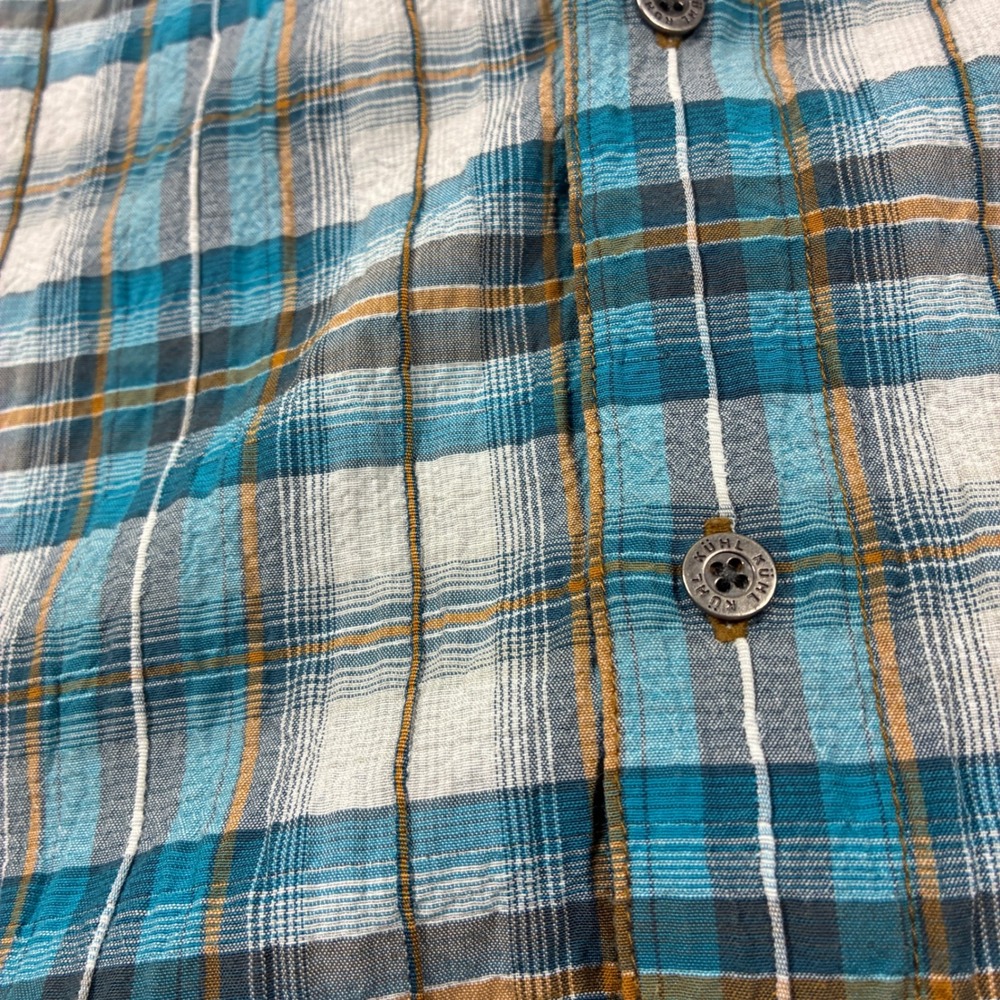 Kuhl Mens Hiking Button Down Shirt Size XXL Plaid Short Sleeve Blue - Picture 7 of 10